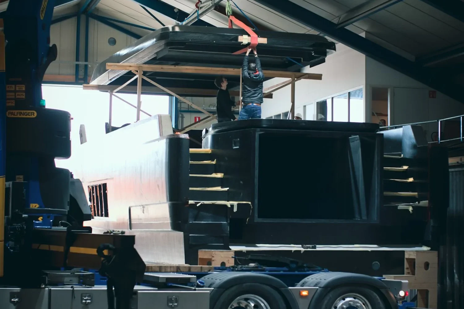 Bootcasco op een transportwagen