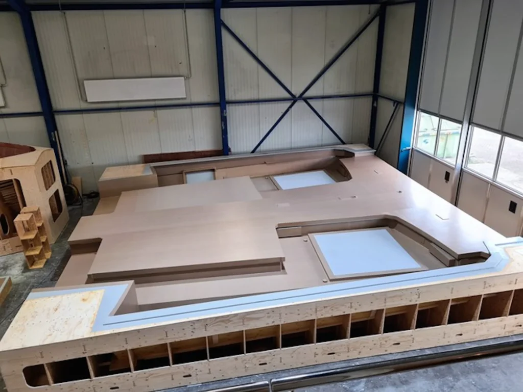 Lichte mal op een houten bouwframe