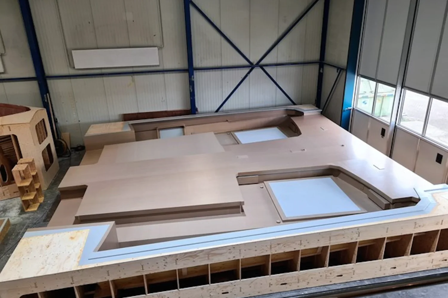 Lichte mal op een houten bouwframe