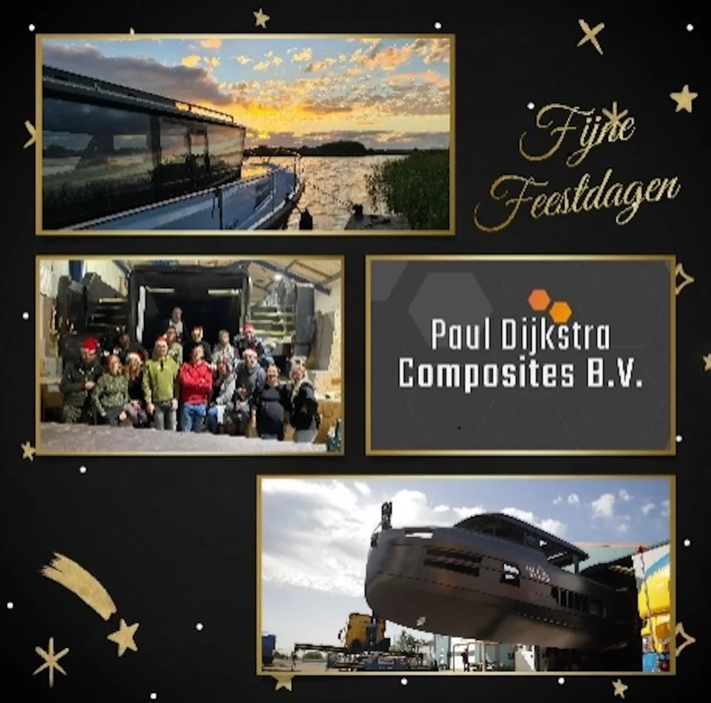 Feestdagenwens met foto's van projecten en het team