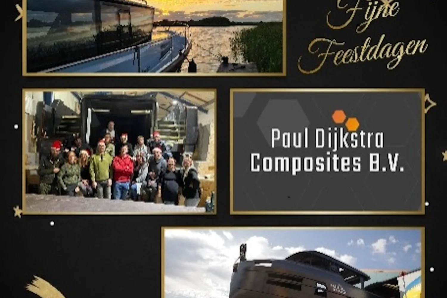 Feestdagenwens met foto's van projecten en het team