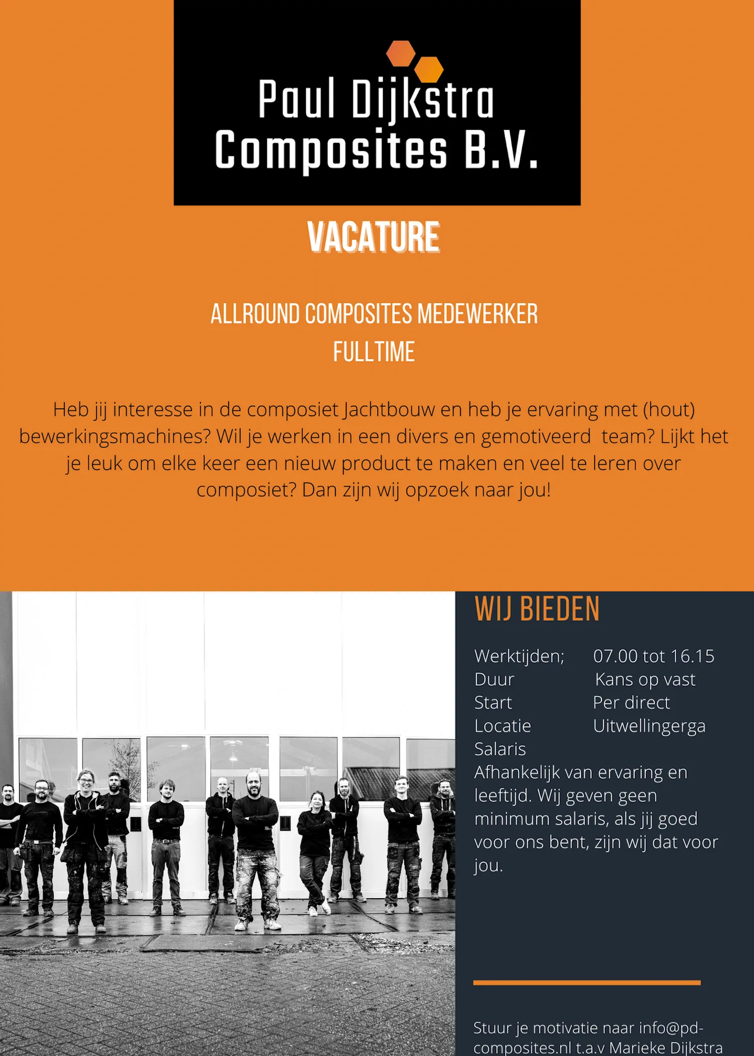 Job ad from Paul Dijkstra Composites