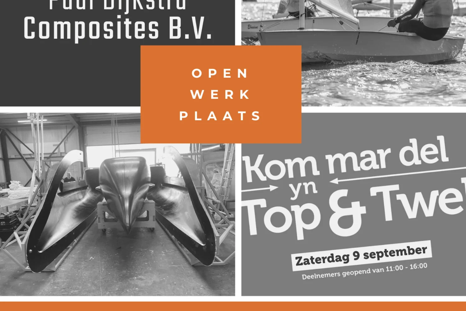 Aankondiging van de open werkplaats tijdens Kom mar del in Top en Twel