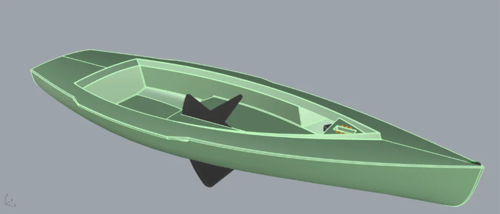 Driedimensionaal ontwerp van een open boot