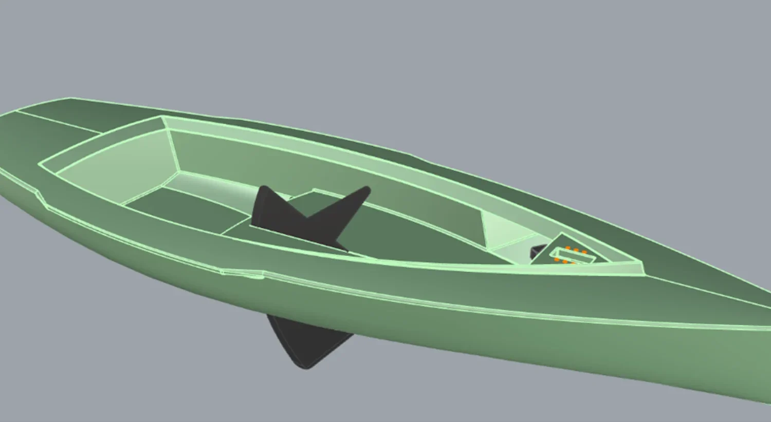 Driedimensionaal ontwerp van een open boot